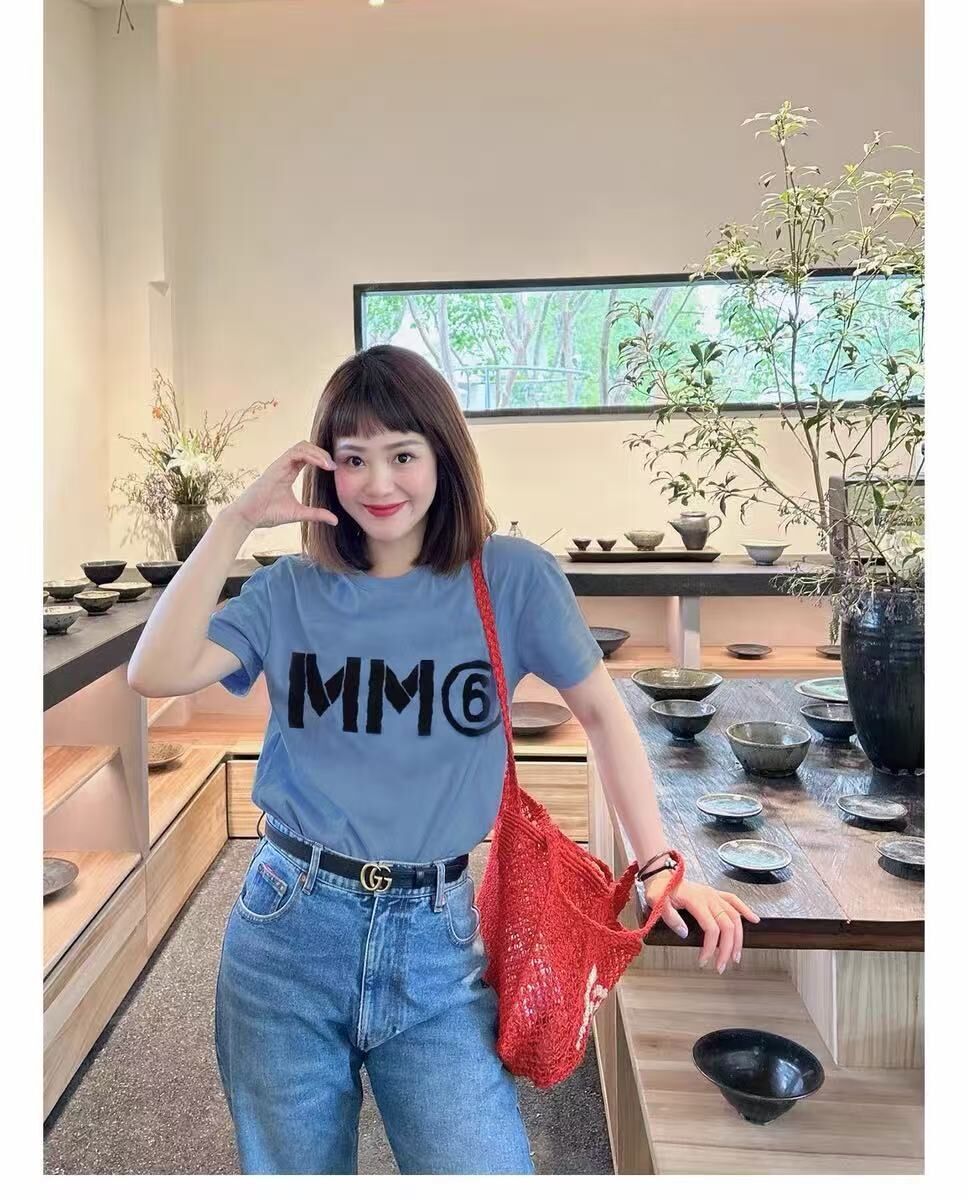 MM6 kids 海藍色 字母 印花 Tee