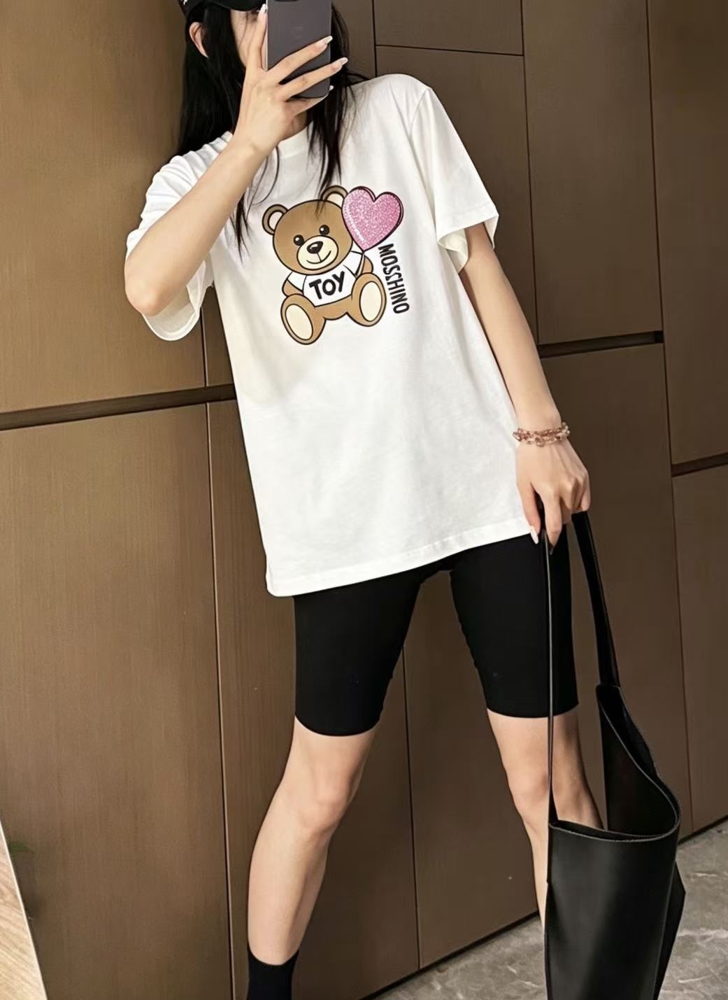 MOSCHINO KIDS 閃片心形熊仔印花 Tee