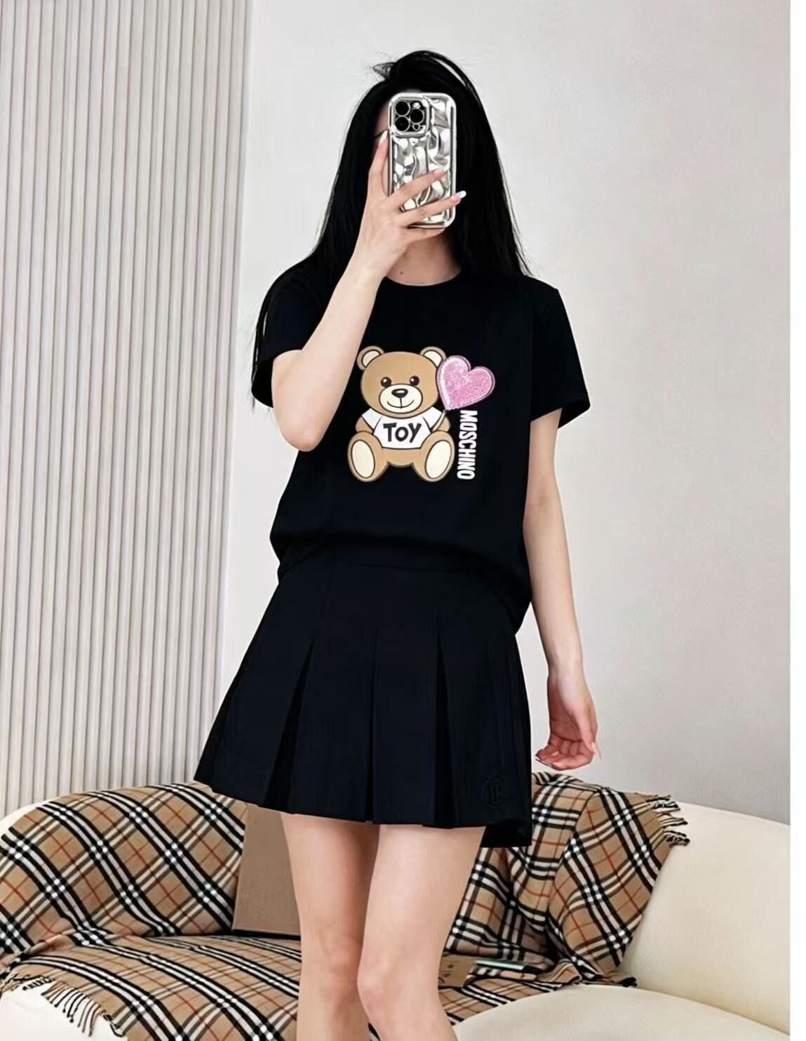 MOSCHINO KIDS 閃片心形熊仔印花 Tee