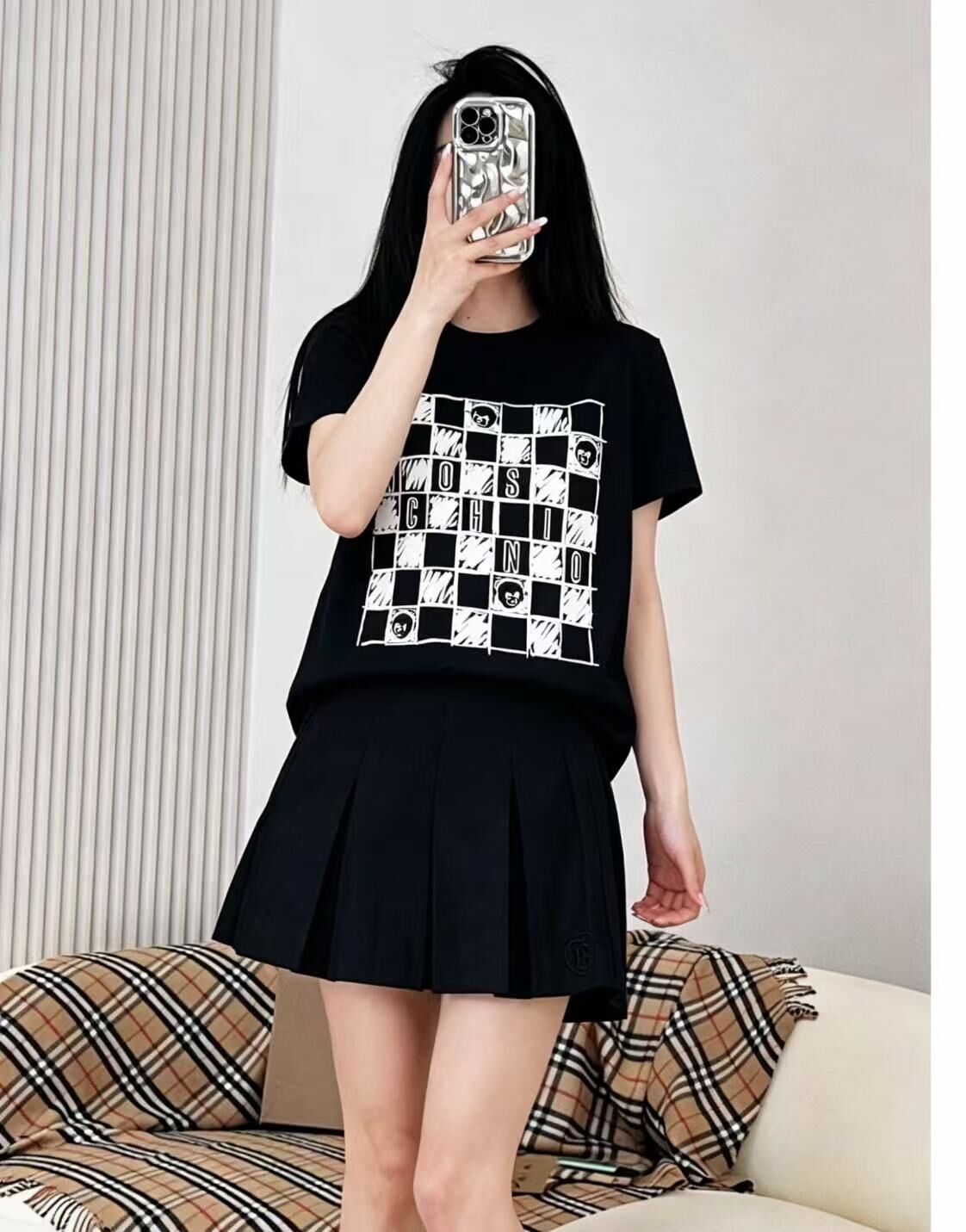 MOSCHINO KIDS 棋盤字母印花 Tee