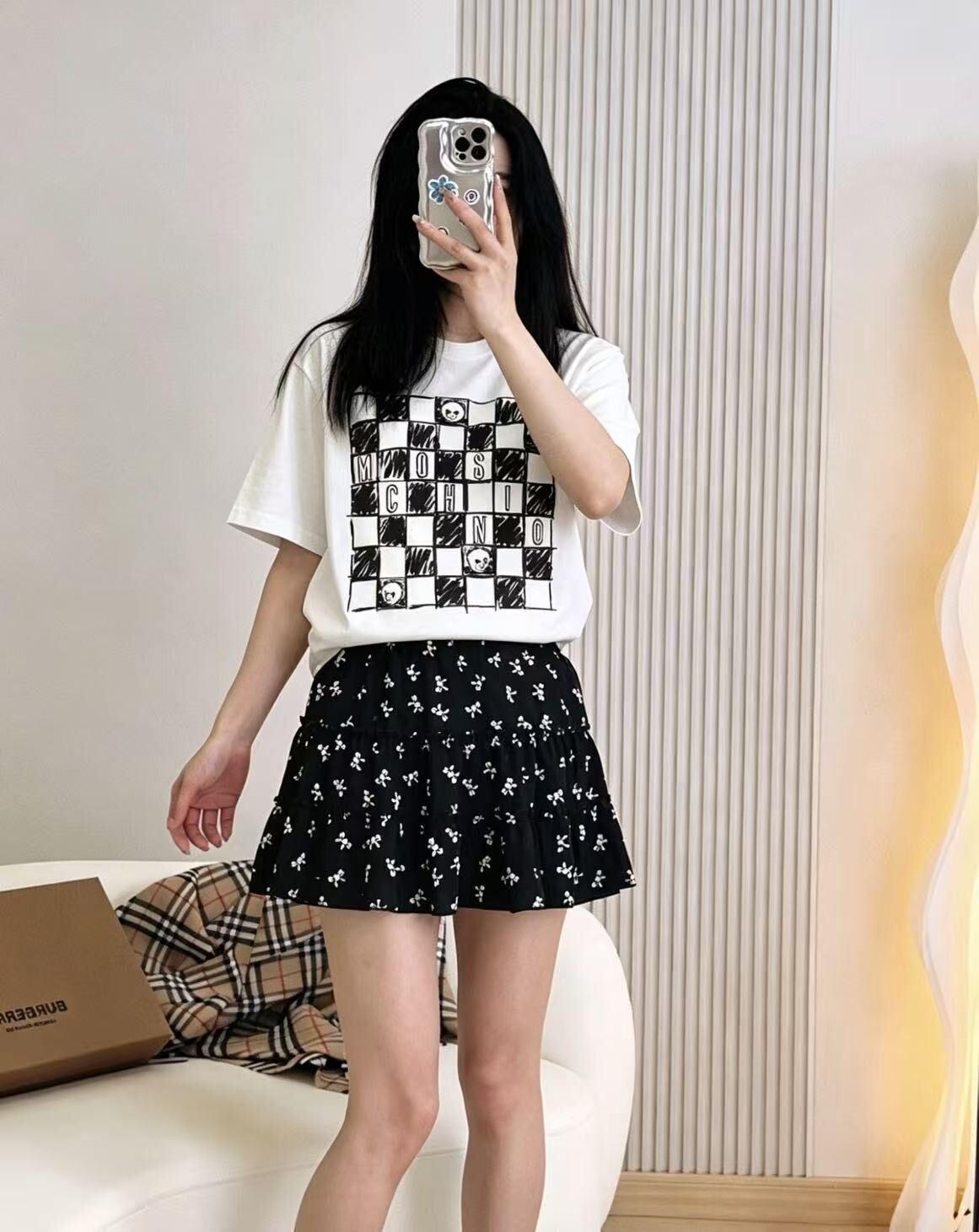 MOSCHINO KIDS 棋盤字母印花 Tee