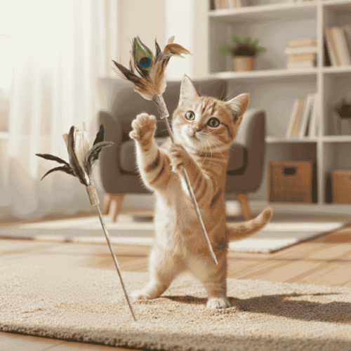 Catwant 貓玩具．木天蓼潔牙逗貓棒 孔雀羽毛 + 玉米乾草