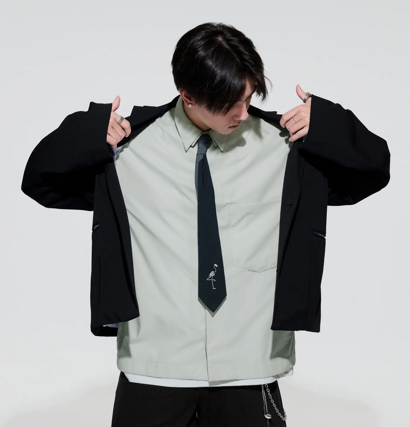 MELSIGN｜Two-Tone Crane Tie (Navy)