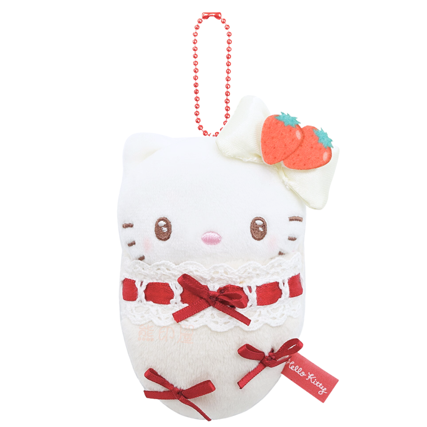 Sanrio - Hello Kitty 草莓款 蛋糕睡寶寶系列 毛公仔掛飾吊飾 (平行進口)