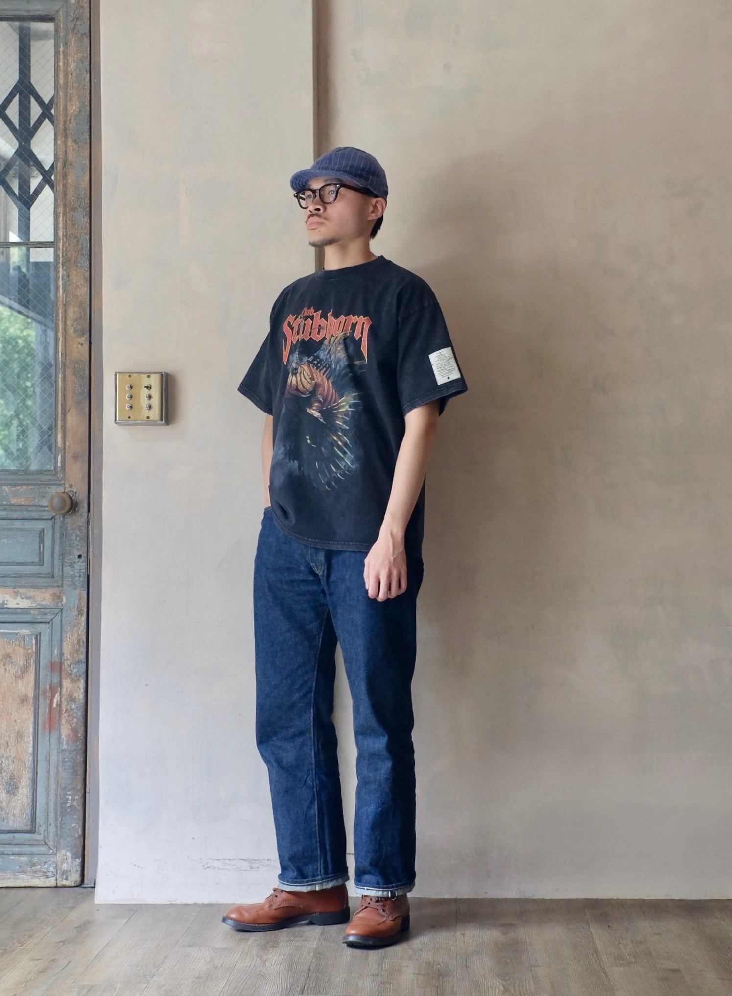 Club Stubborn Metal Lion-Fish Tee - Washed Black