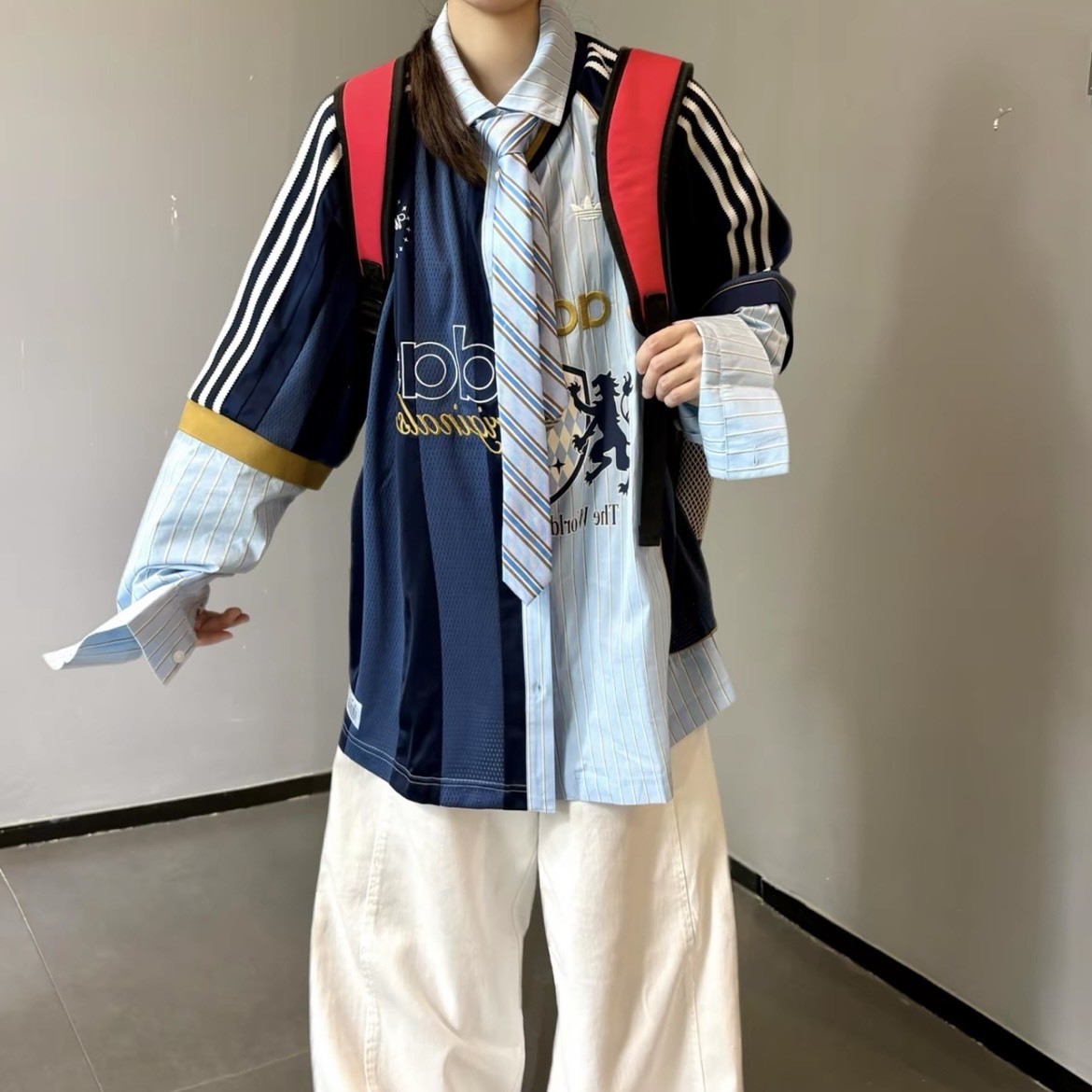 【代購】adidas Originals BLK REMAKE  休閒運動翻領提花長袖襯衫