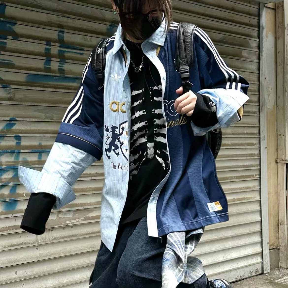 【代購】adidas Originals BLK REMAKE  休閒運動翻領提花長袖襯衫