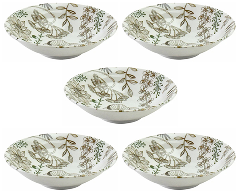 AE055【美濃燒】aito日本制花卉圖案小號餐盤16cm 5個套裝