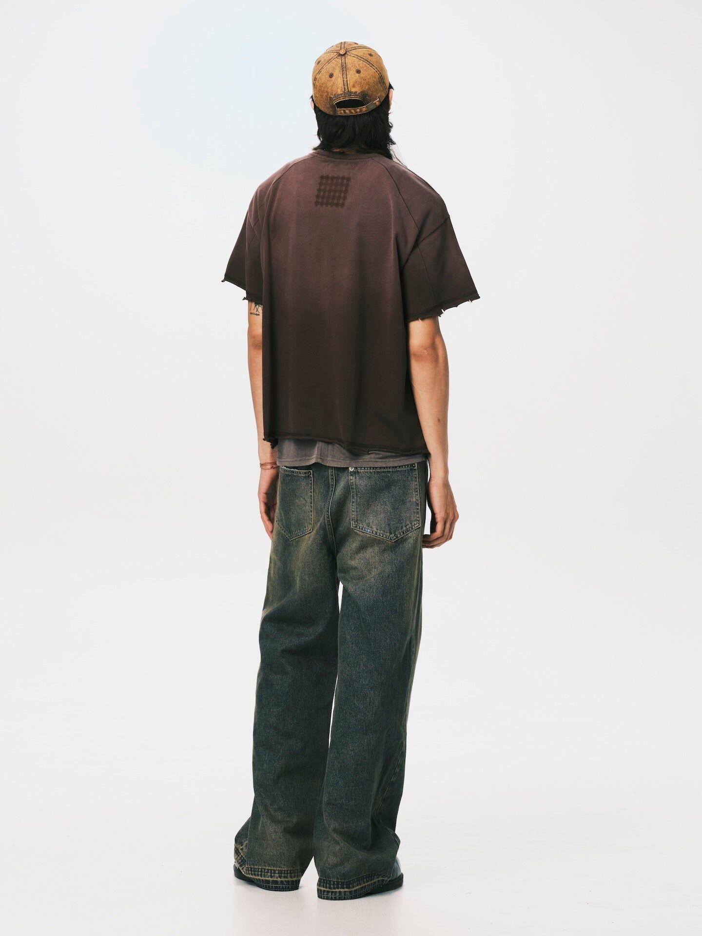 ANOWHEREMAN｜Oversize Washed Muscle Tee (Brown)