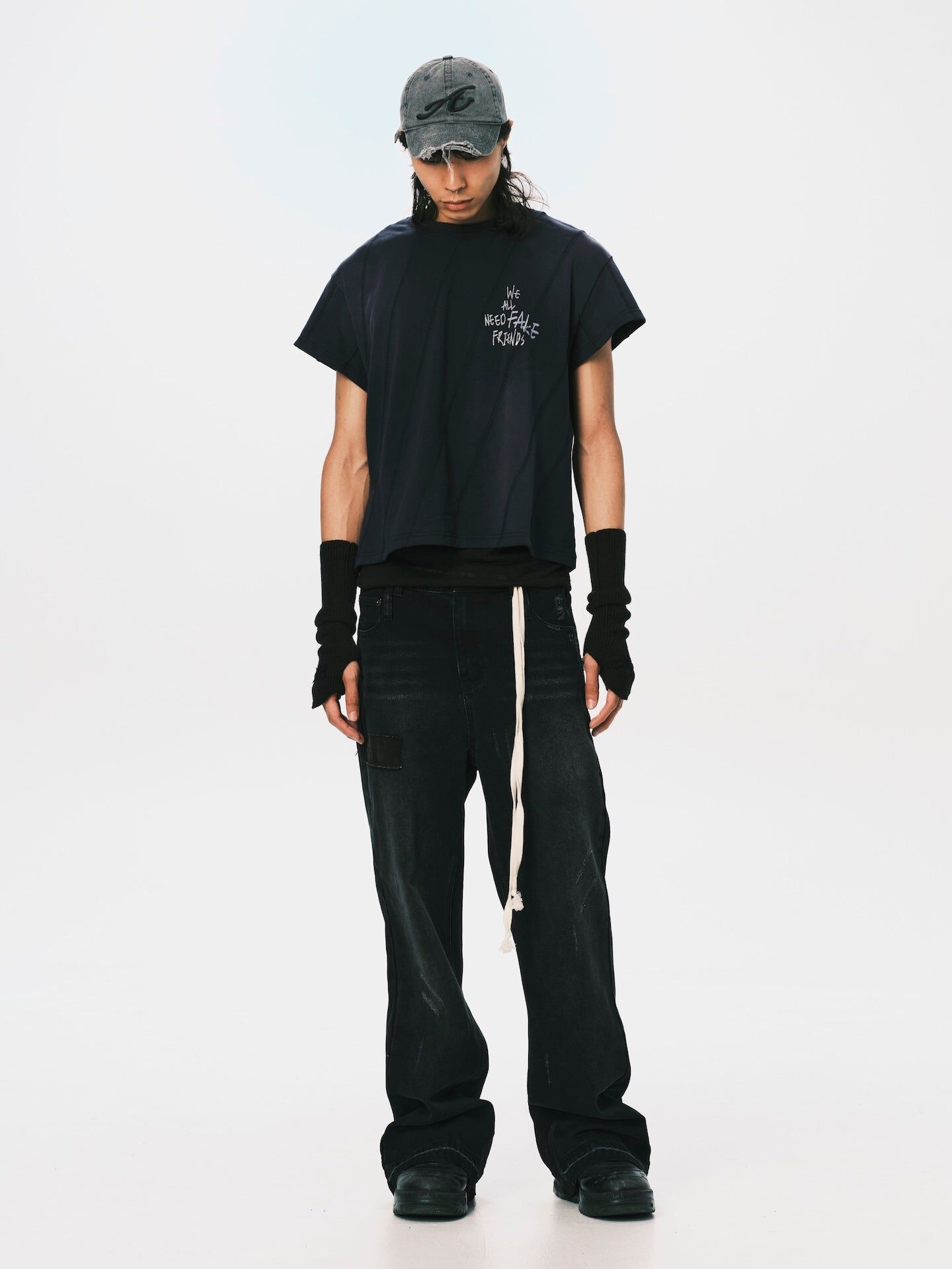 ANOWHEREMAN｜Print Muscle Tee (Navy)