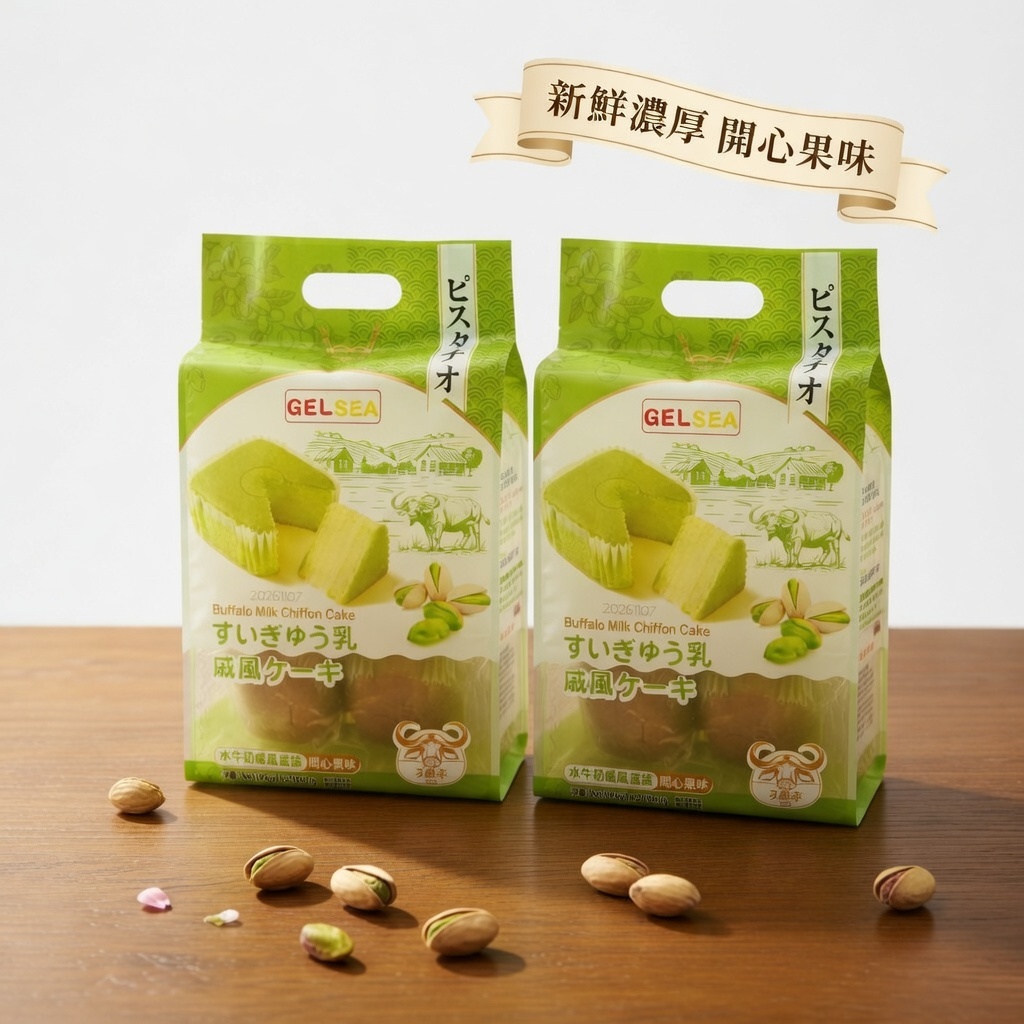 水牛奶戚風蛋糕(開心果味) 210G X 2