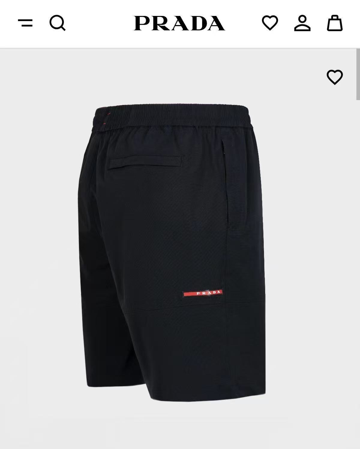 Prada 紅標logo 黑色 短褲
