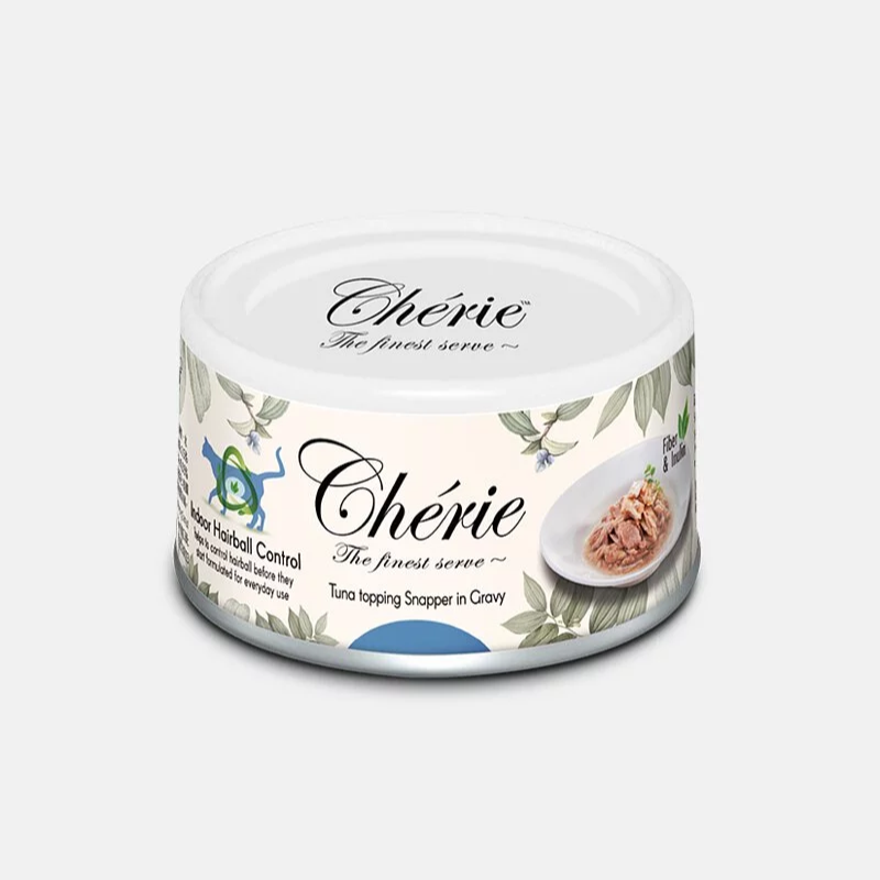 Cherie 法麗 - 高纖吐毛系列 - 吞拿魚佐鯛魚 (藍) 80g (24罐優惠/$258, 72罐優惠/$698可混同價Cherie罐)
