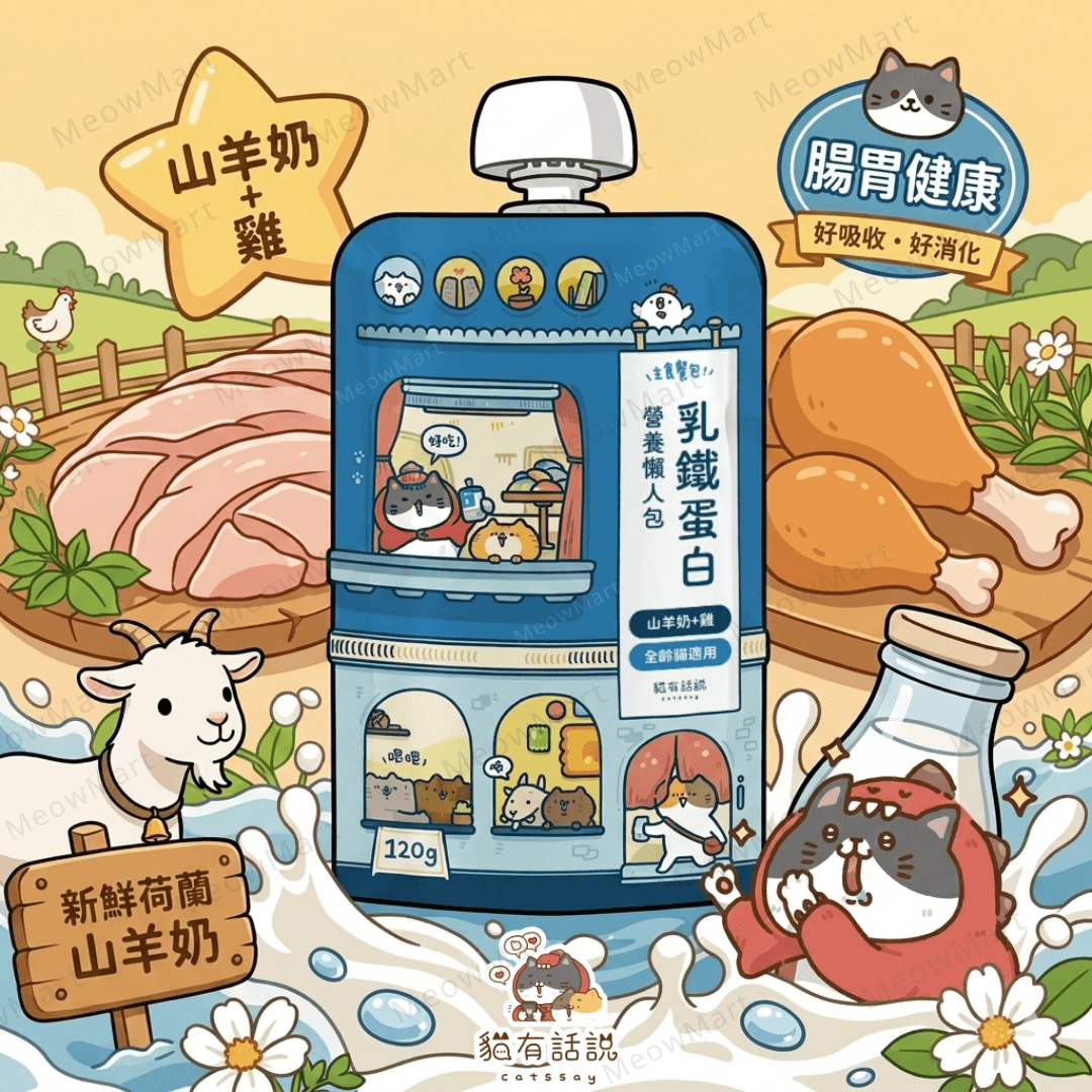 台灣貓有話說 (山羊奶+雞) 乳鐵蛋白主食餐包 120g *腸胃健康*