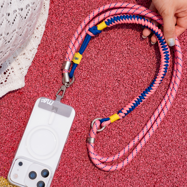 PRISMATICA | Bradied Tubular Adjustable Neck Strap for Mobile Phone - Coral/Navy