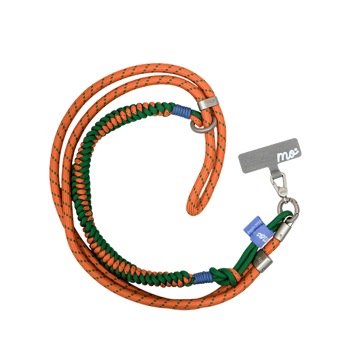 PRISMATICA | Bradied Tubular Adjustable Neck Strap for Mobile Phone - Orange/Evergreen