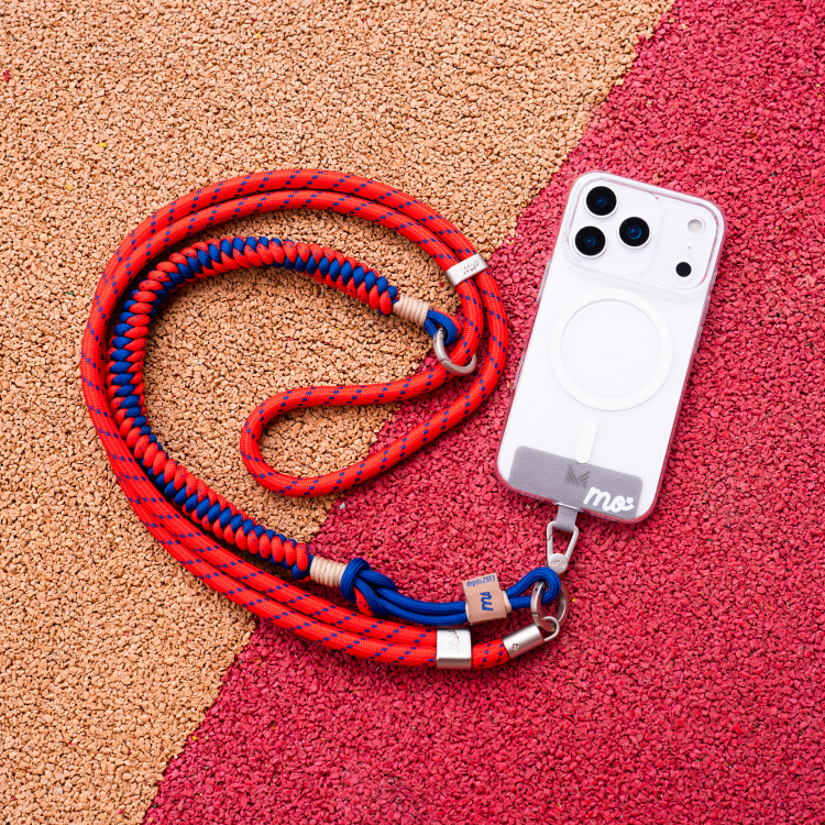 PRISMATICA | Bradied Tubular Adjustable Neck Strap for Mobile Phone - Vermillion/Navy