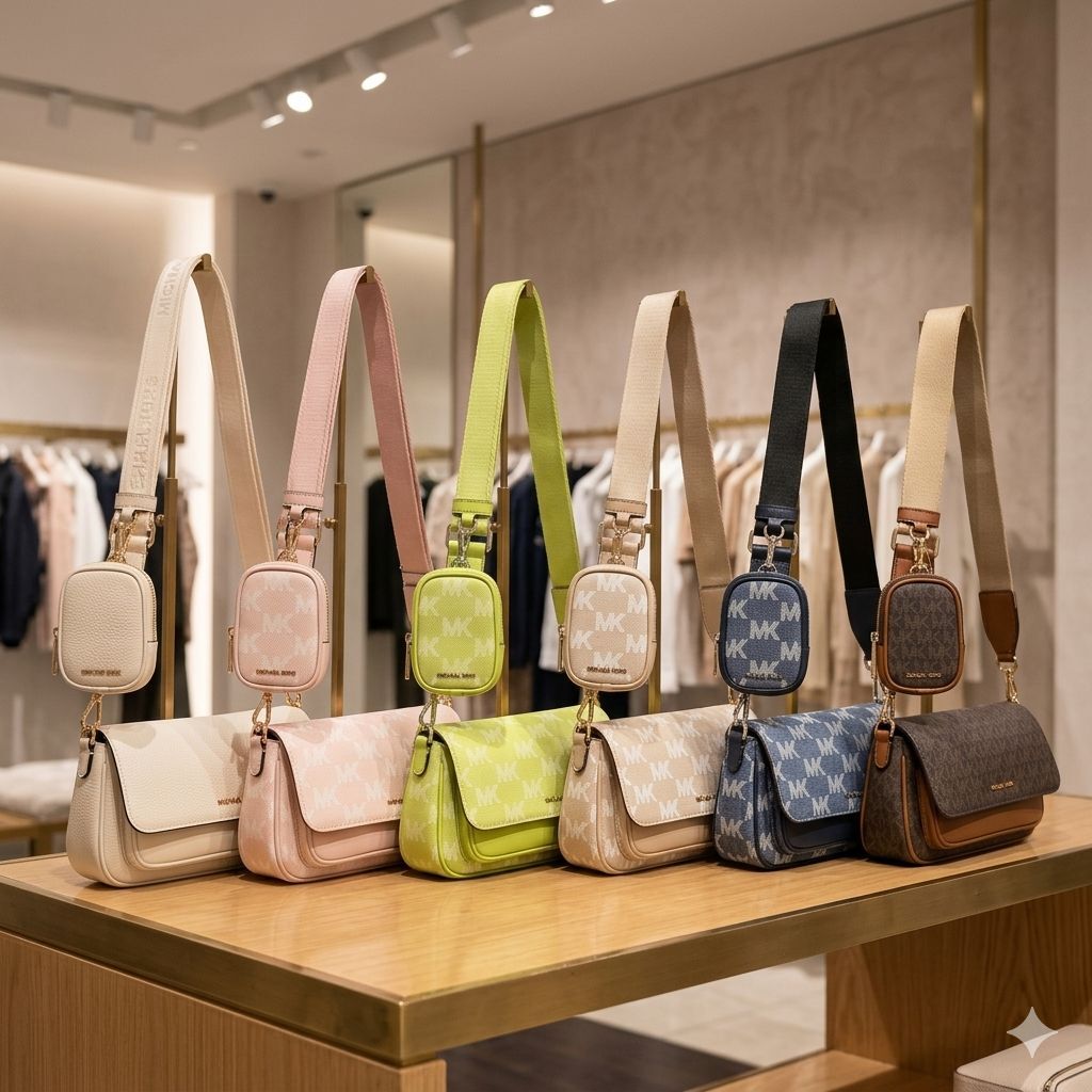 【預購】Michael Kors H052390  Jet Set 小號標誌印花斜背包配小袋