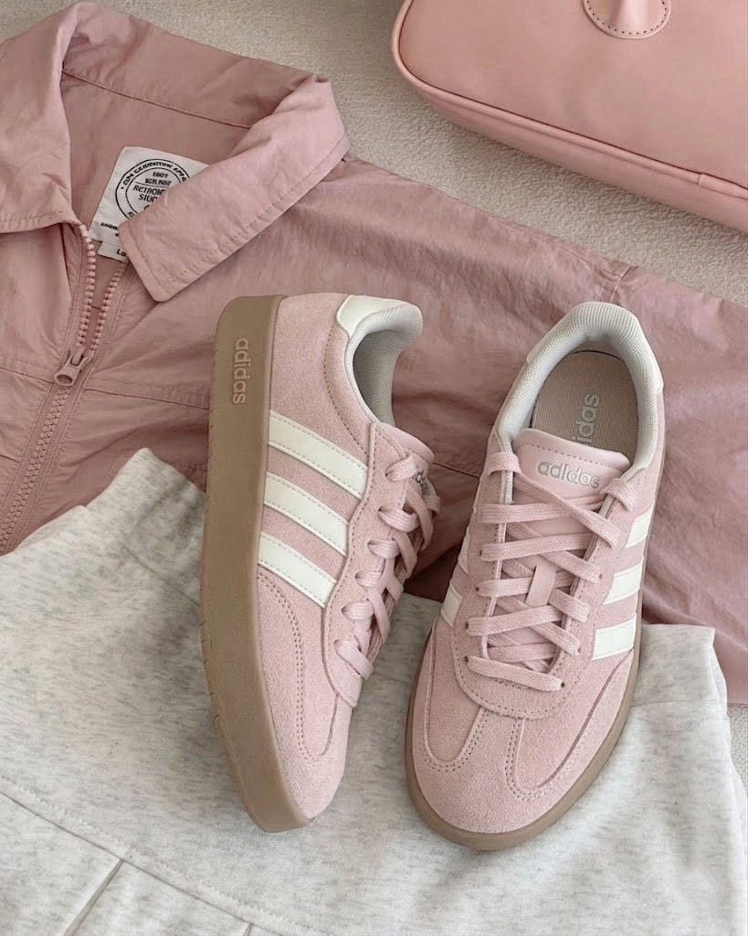 <有點甜>Adidas Barreda 厚底 麂皮 寶寶粉