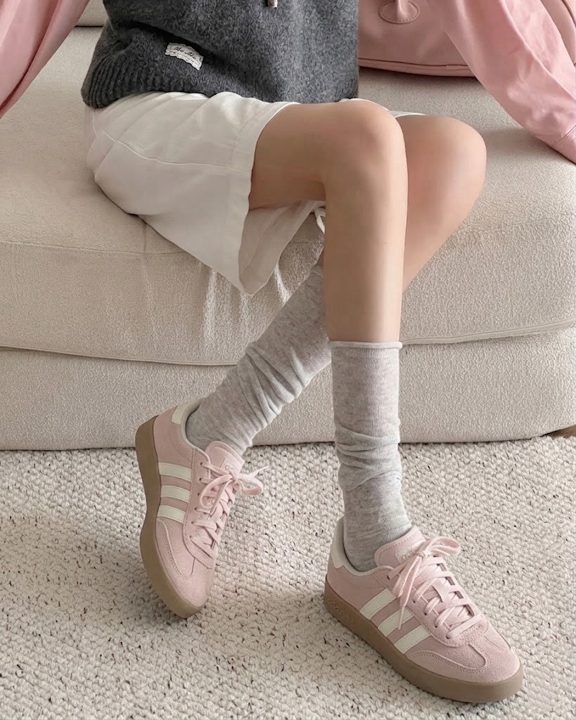 <有點甜>Adidas Barreda 厚底 麂皮 寶寶粉