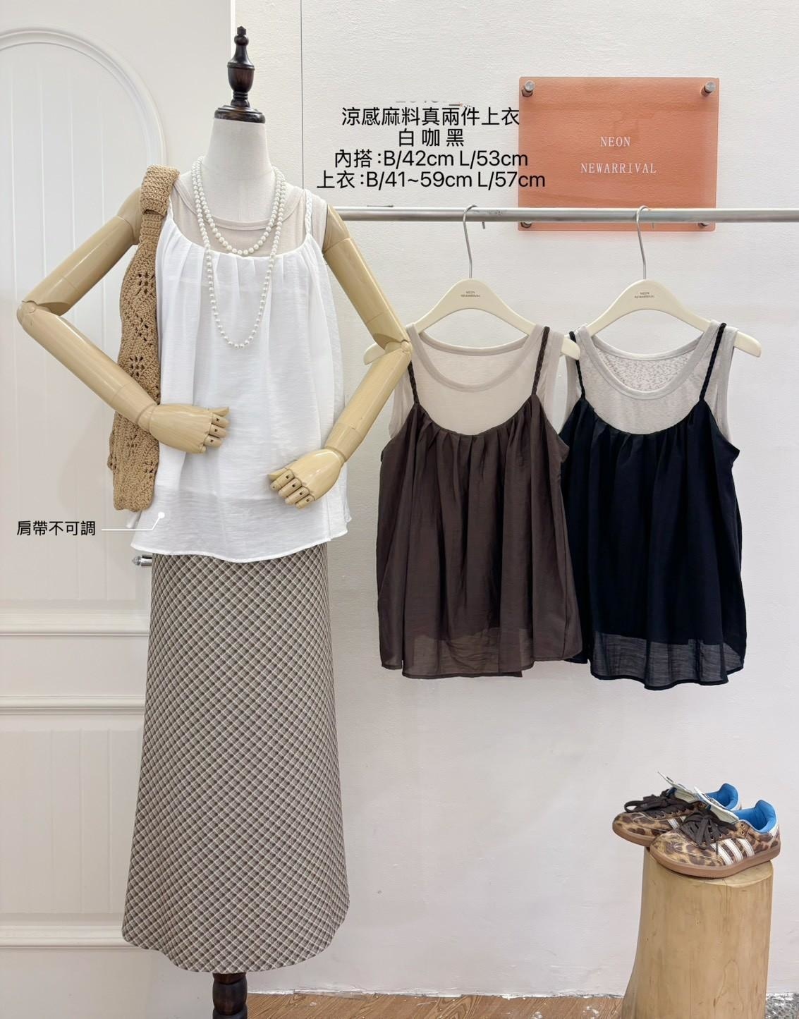 G6265-涼感麻料真兩件上衣