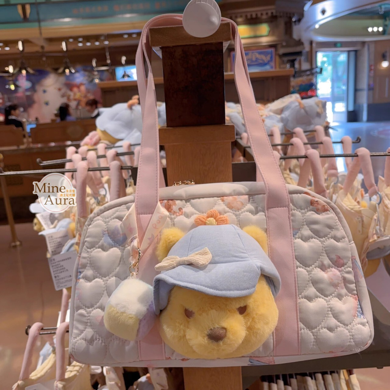 小熊維尼和朋友們 晚安寶貝系列 小熊維尼 Winnie the Pooh 絨毛大頭 造型 手提包 單肩包 -上海迪士尼樂園
