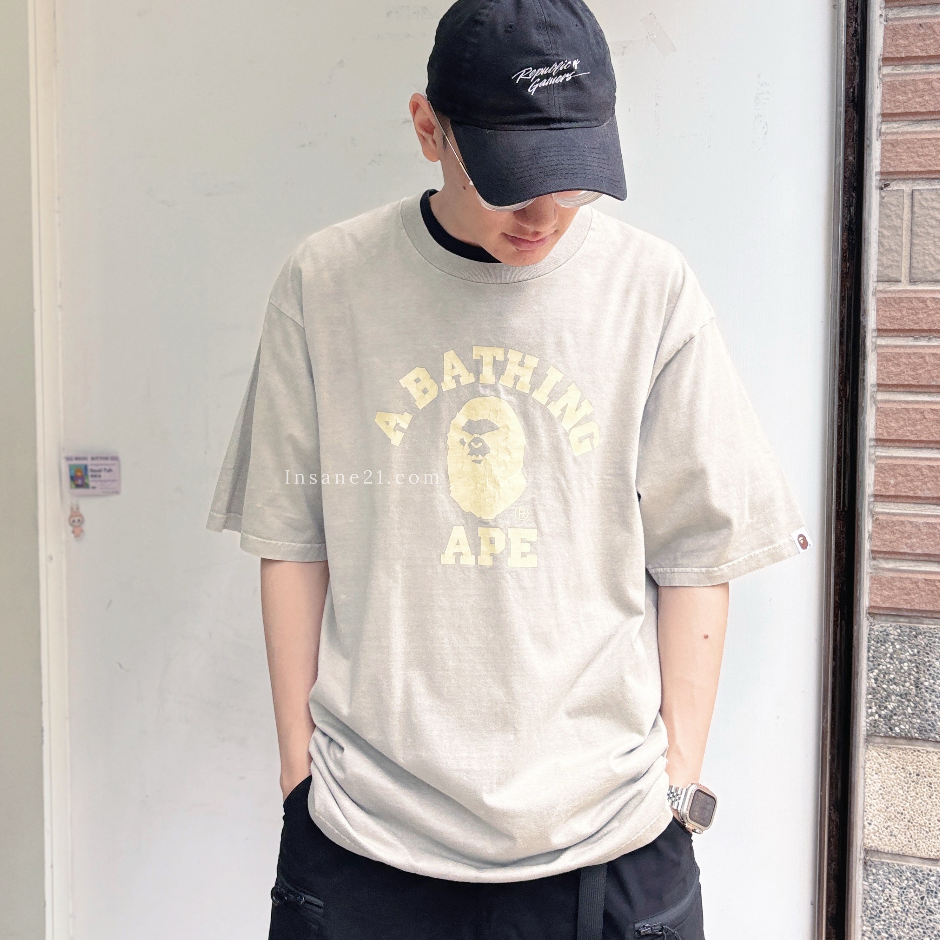 BAPE A BATHING APE 破壞 炭灰 短袖 上衣 猿人頭