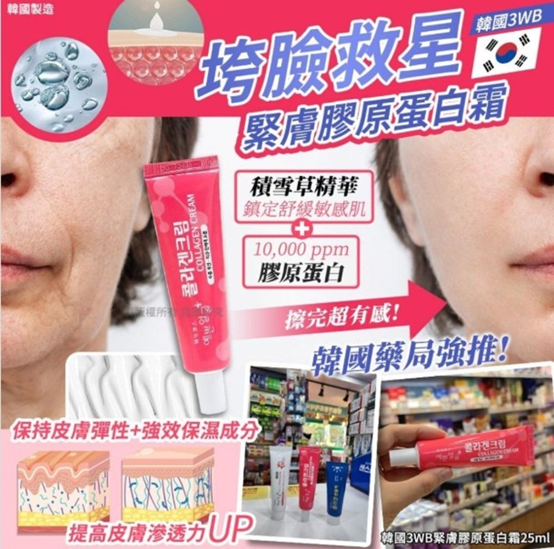M21739  韓國3WB緊膚膠原蛋白霜25ml(1套2支)