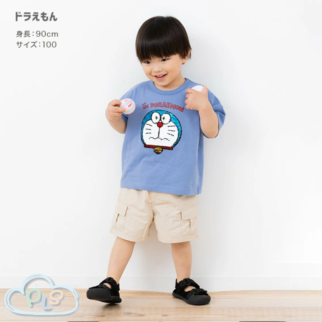 童裝閃片短袖T-Shirt 多啦A夢  藍色 #23043-1