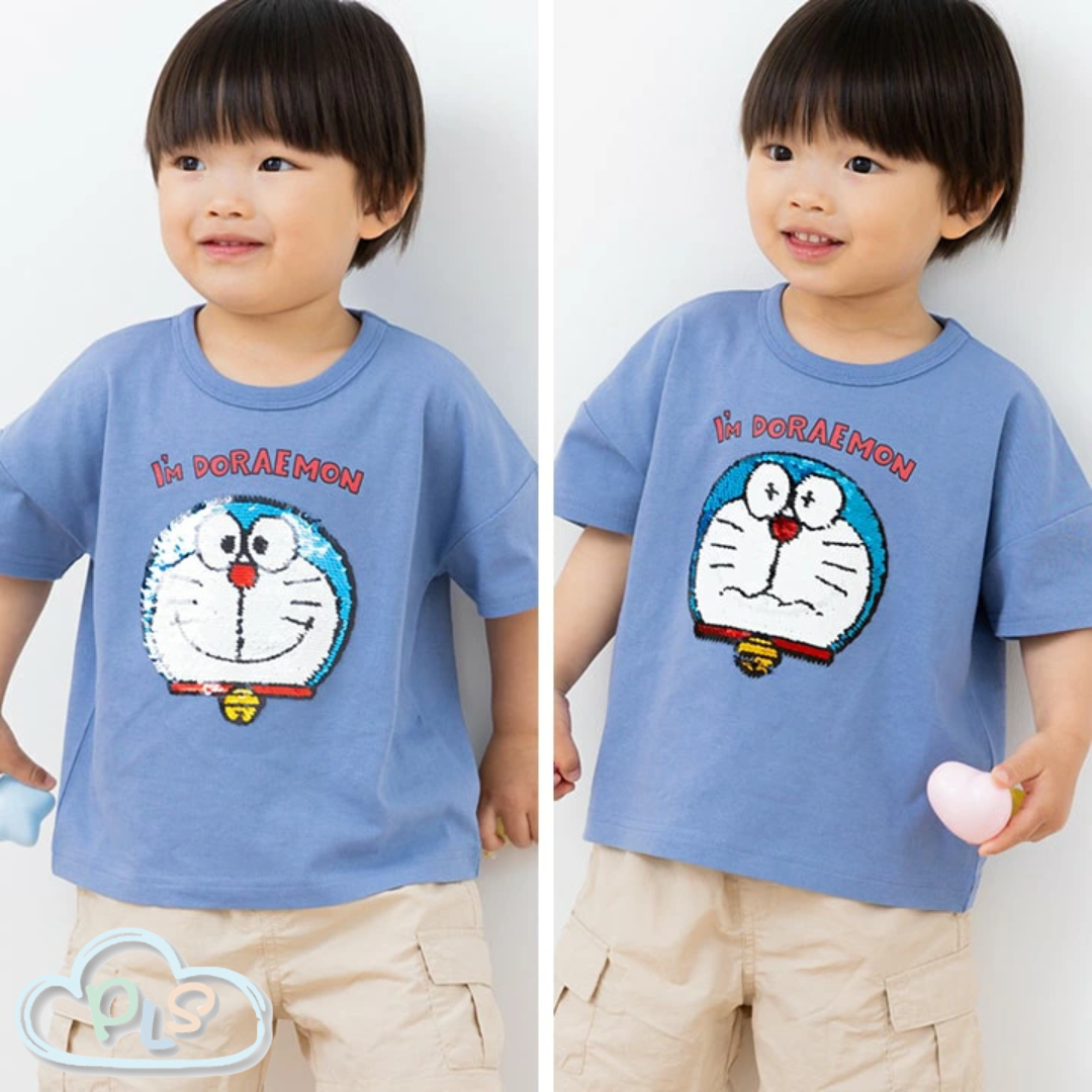 童裝閃片短袖T-Shirt 多啦A夢  藍色 #23043-1