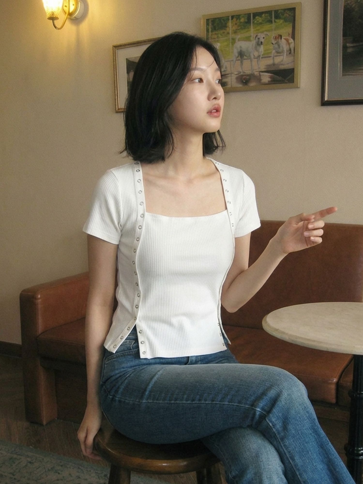 CHICKS 領口釦環短袖T恤 5014290612
