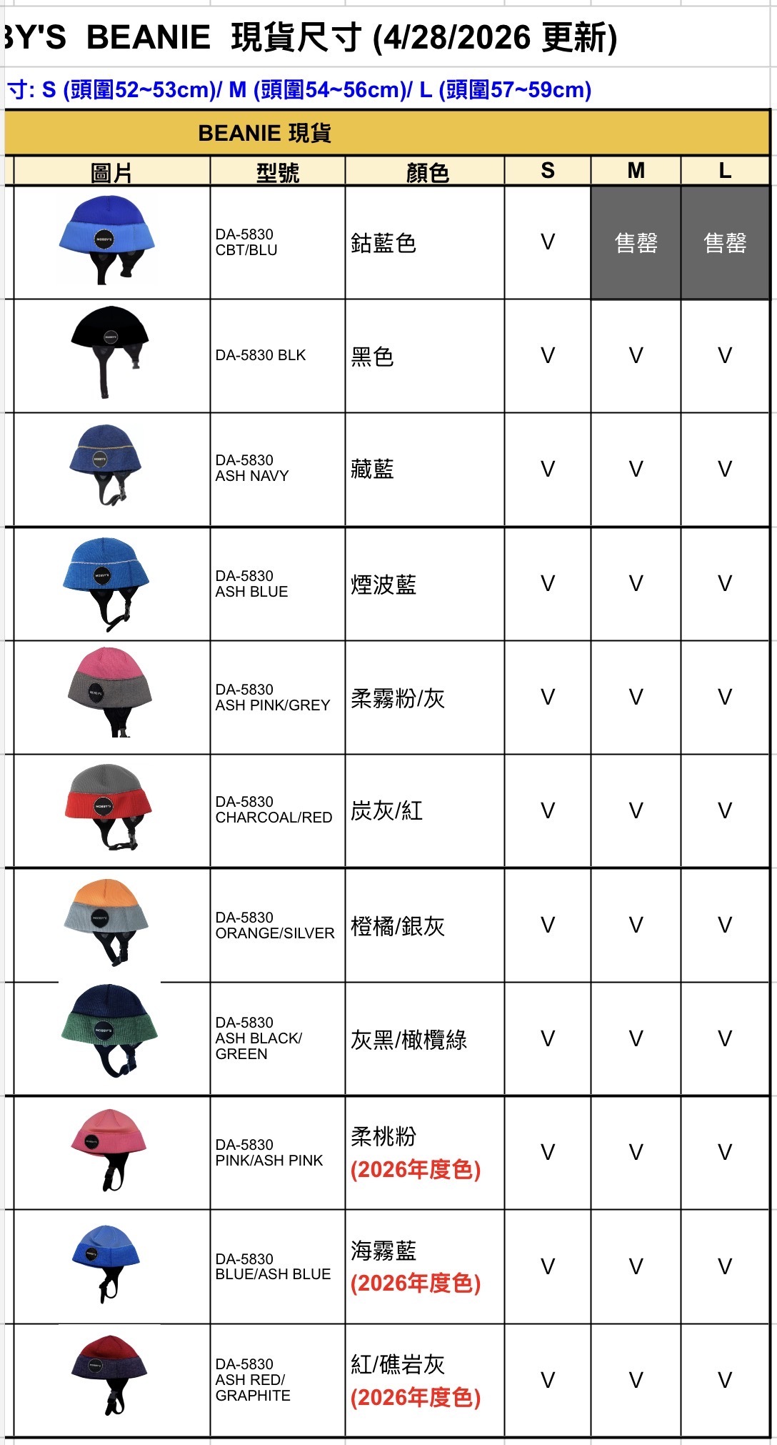Mobby’s新款防寒帽BEANIE帽 S（頭圍52~53cm）/M（頭圍54~56cm）/L（頭圍57~59cm）