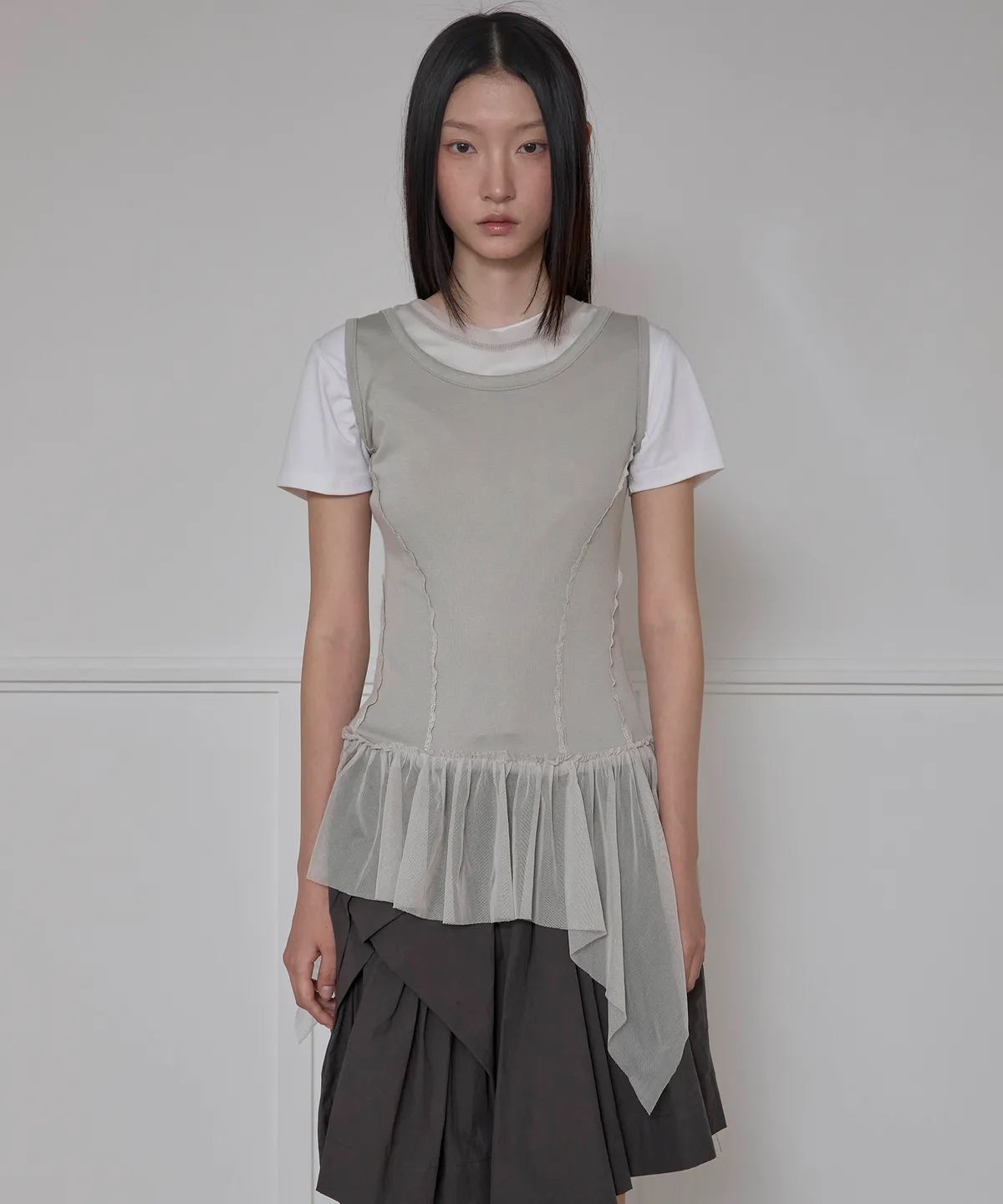Flare Up Layered Lace Frill Sleeveless