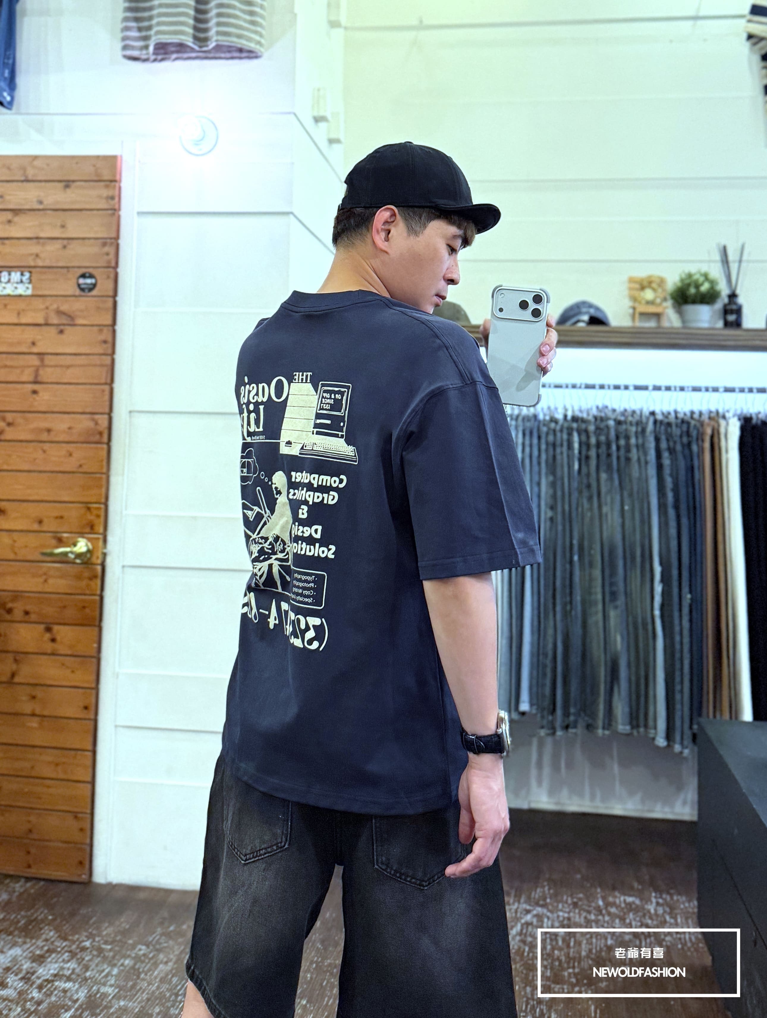 『新品上市』重磅復古數位化短T(NOF2605623)-深藍