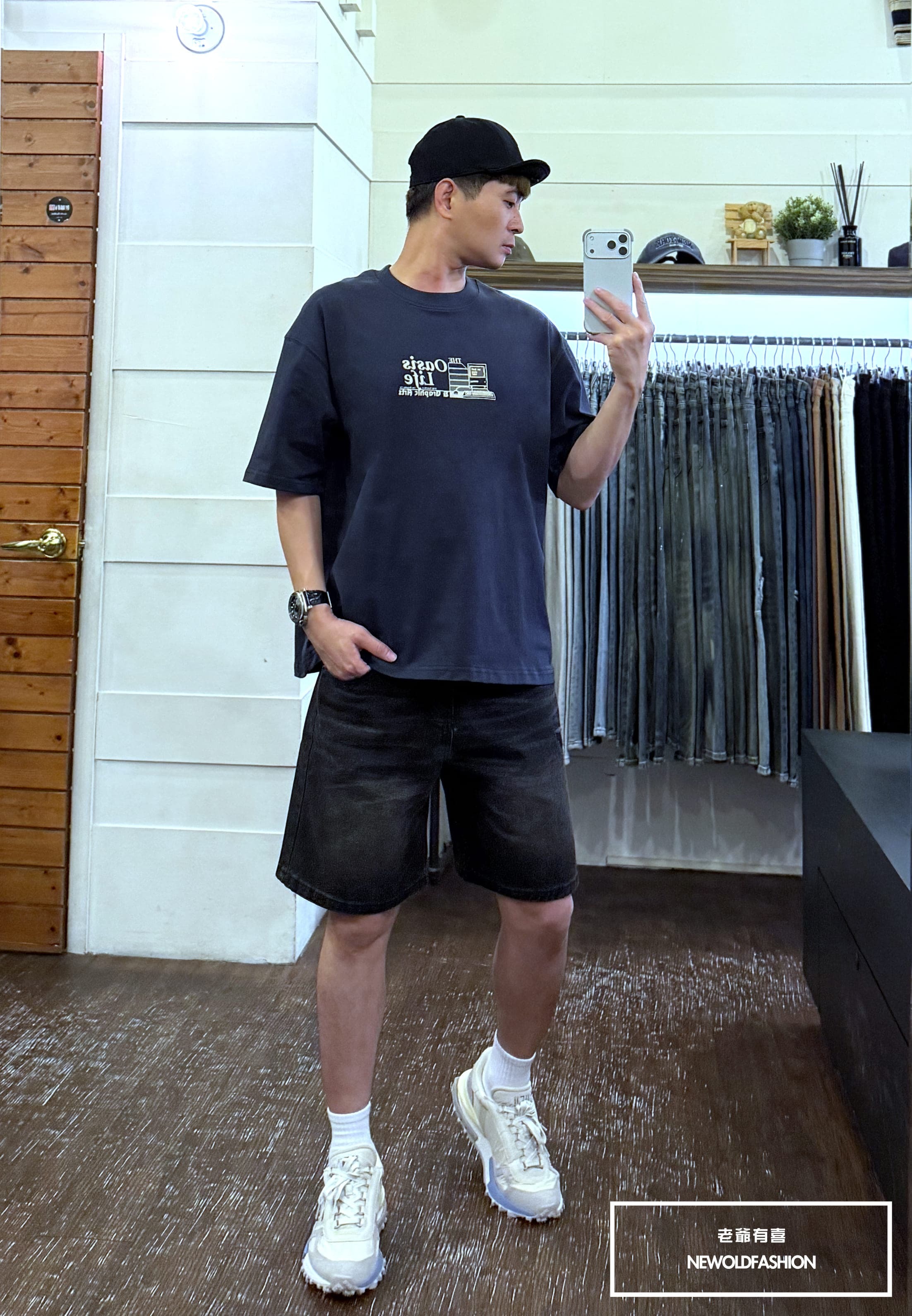 重磅復古數位化短袖T恤－深藍｜ (NOF2605623)