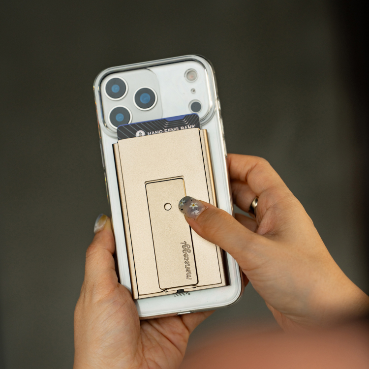 ESSENTIALS | Magnetic Metal Card Protector Stand for iPhone - Titanium Gold