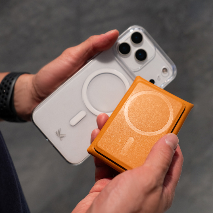LUCID Refined | Biodegradable Material Magnetic Multi Purpose Stand Wallet for iPhone - Orange