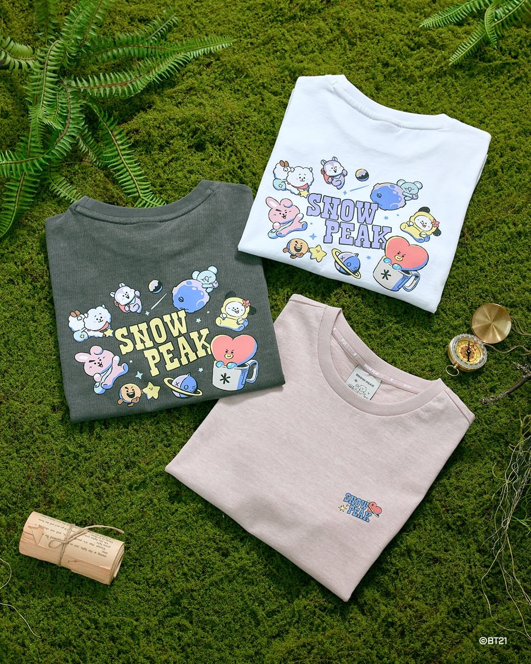 【預購】韓國代購 Snow Peak X BT21 聯名限定 彩色圖案 Women's Short Sleeve T-Shirt 女版 修身 短袖 T恤