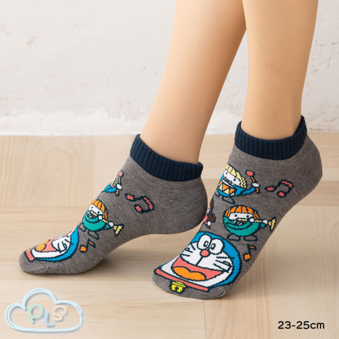 短襪「營造氣氛樂團」 23-25cm 多啦A夢  深灰色 #23058-1