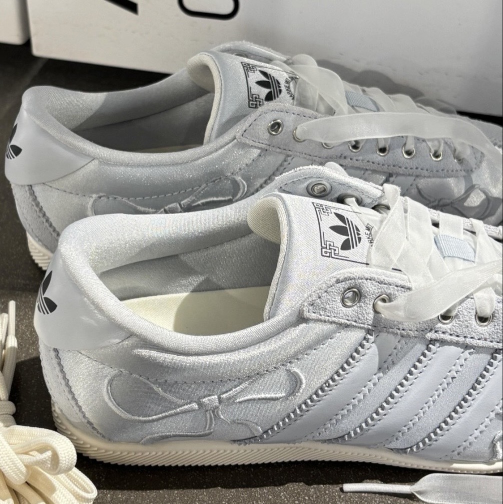 ADIDAS ORIGINALS ANFU 緞面 水藍 立體蝴蝶結 女鞋 愛迪達 HQ5199