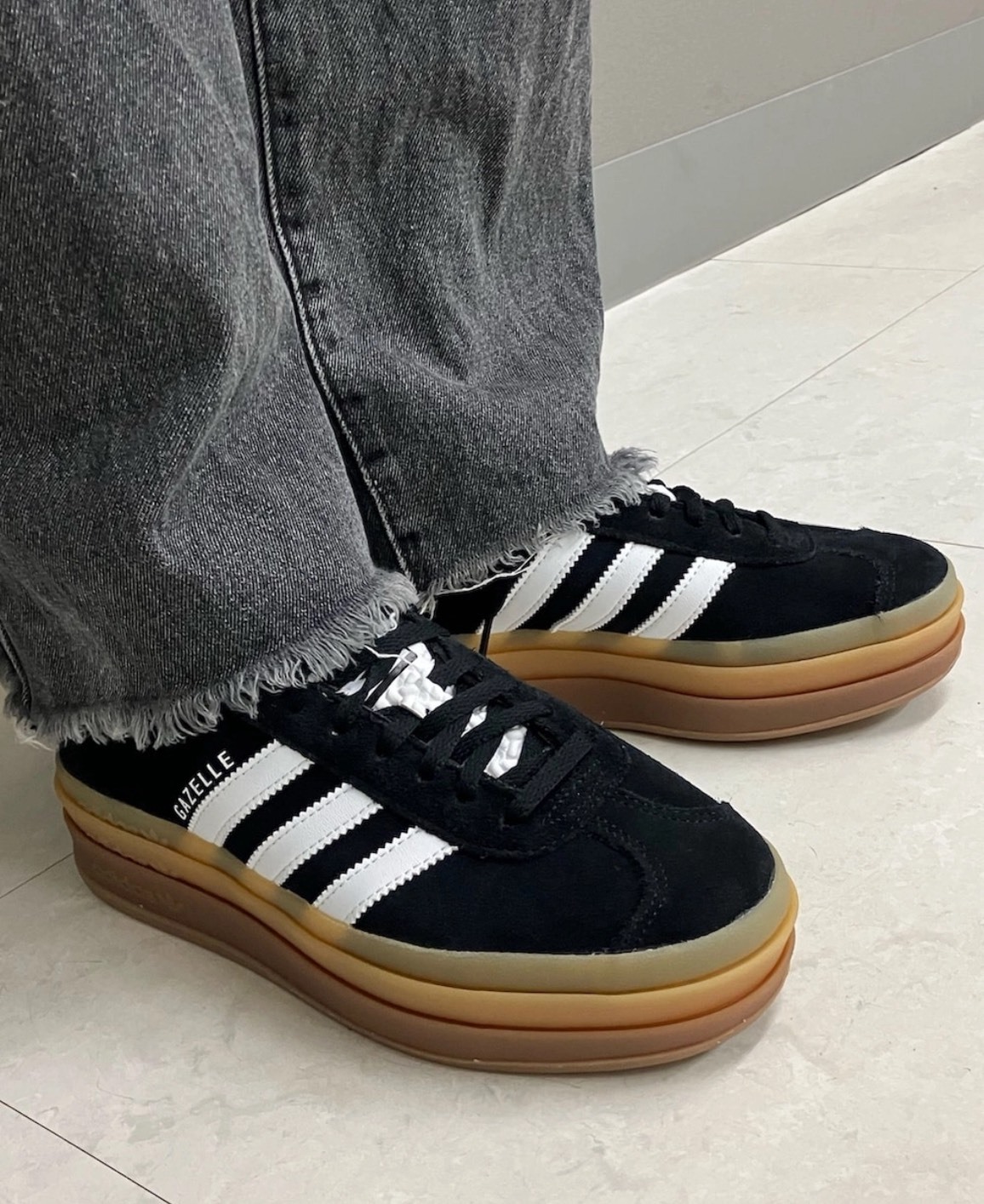 <阿迪出清特輯🔥>ADIDAS GAZELLE BOLD 黑色 黑白 仿皮革 麂皮 解構 增高 厚底 女鞋