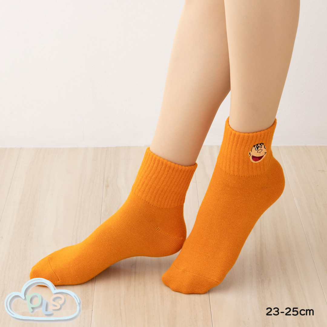 刺繡短襪 23-25cm 胖虎  橙色 #23061-1