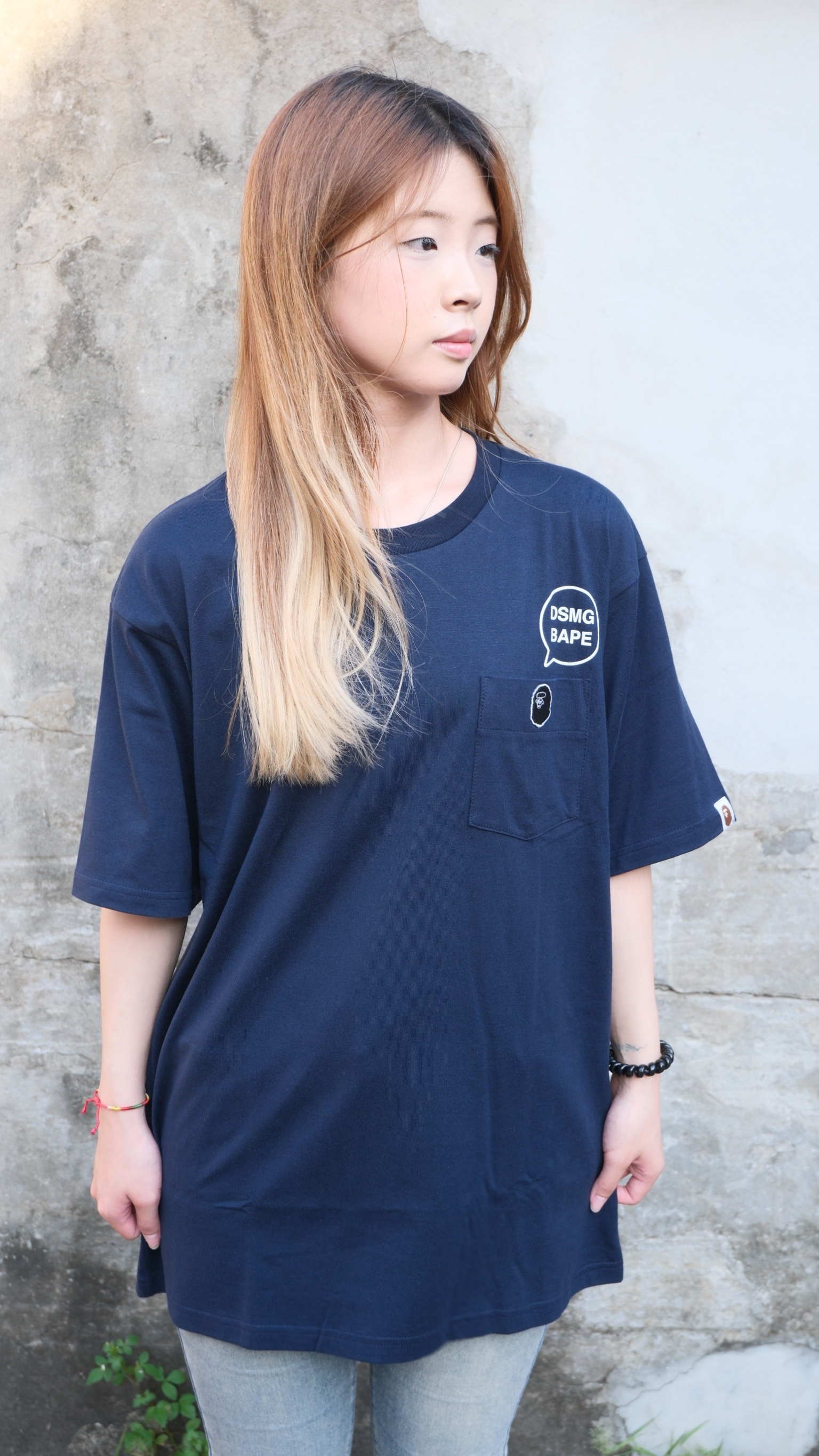 Bape X Dsmg 刺繡小猿頭 短Tee
