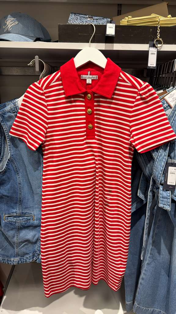 AG012 Tommy Hilfiger 紅白間條短袖連身裙