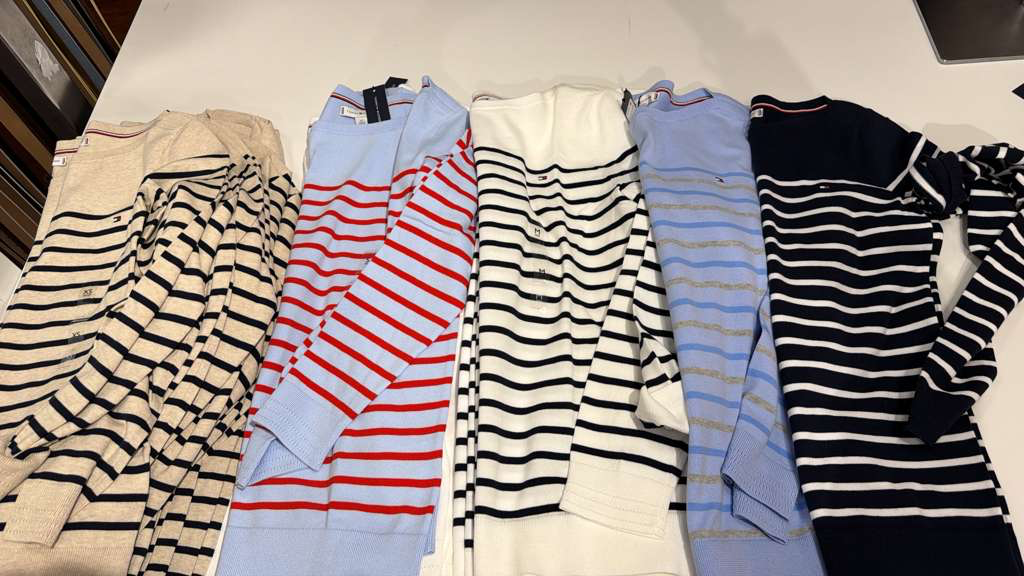 AG018 Tommy Hilfiger 淨色間條長袖圓領上衣