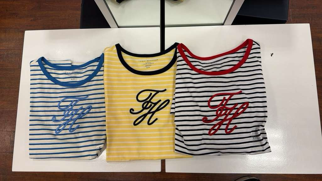 AG023 Tommy Hilfiger 撩草LOGO 間條TEE