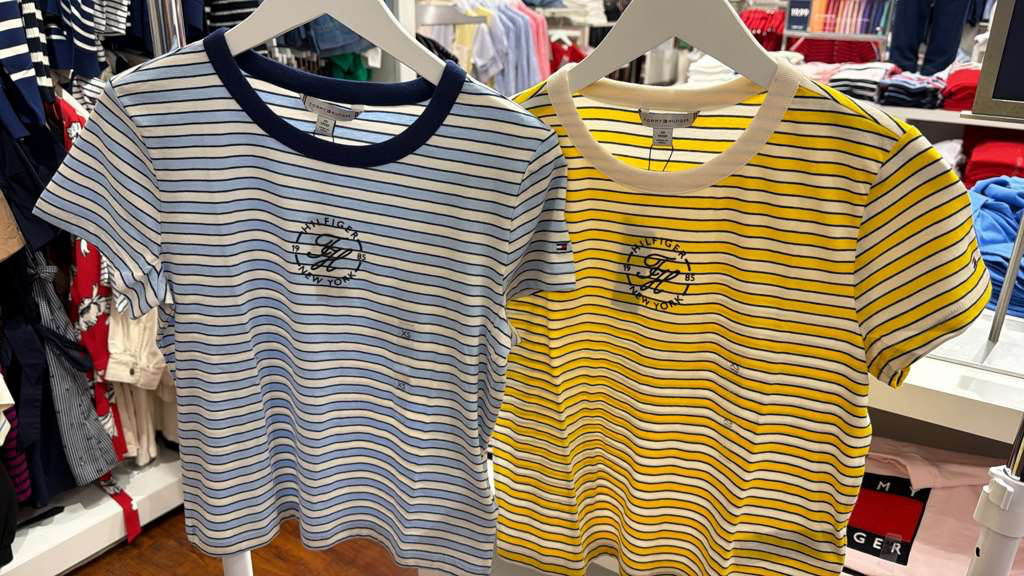 AG026 Tommy Hilfiger 復古圓框徽章細條紋短袖TEE
