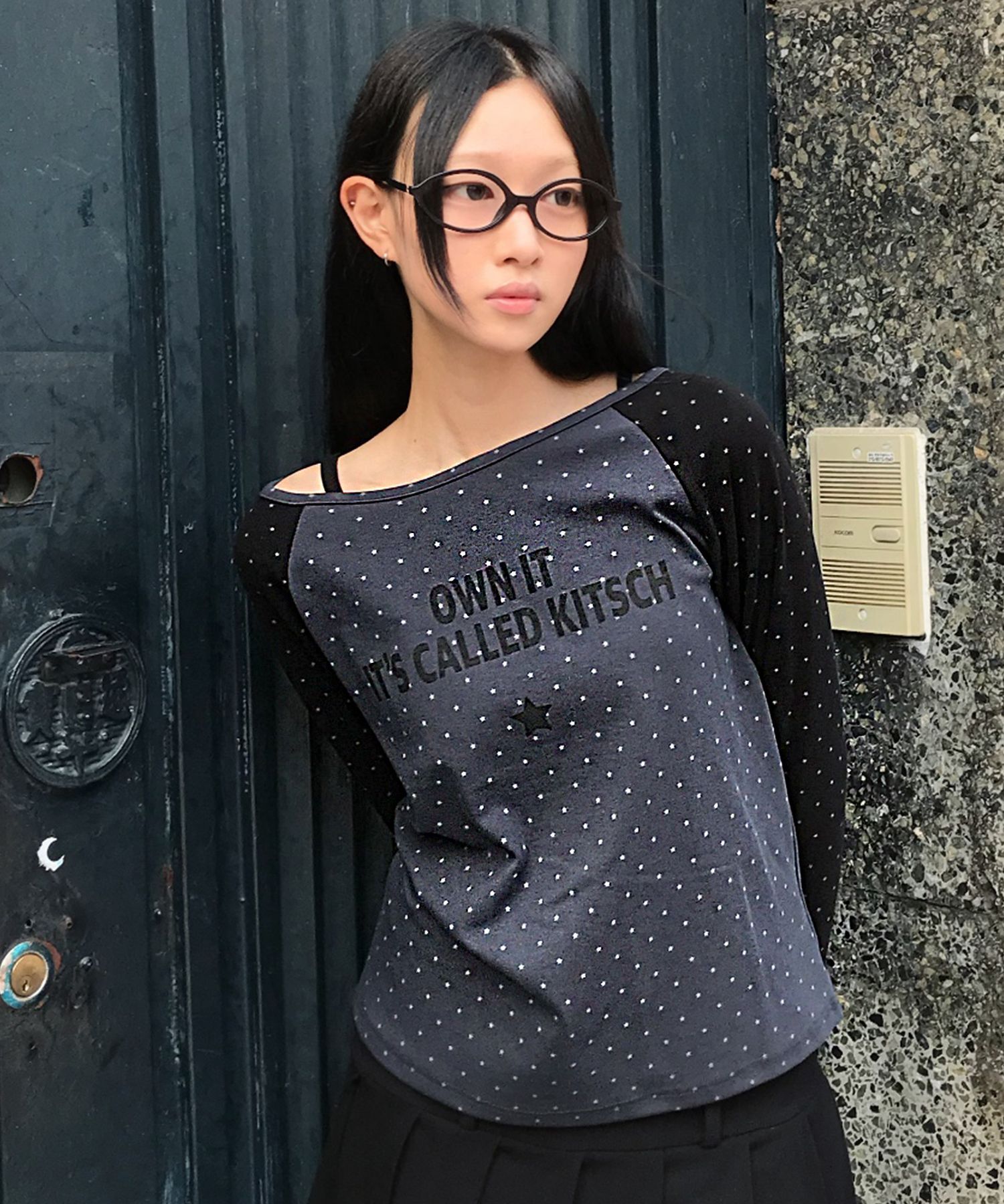 CHICKS 單肩配色長袖上衣 5016177605