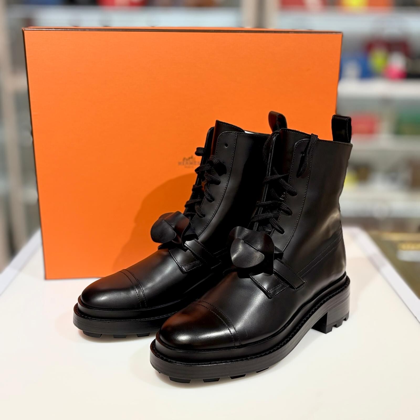 全新HERMES FUNK ANKLE BOOTS 38.5 KELLY扣 黑色亮面牛皮 #愛馬仕靴子, H222070Z 02360, #BRAND NEW #香榭站正品