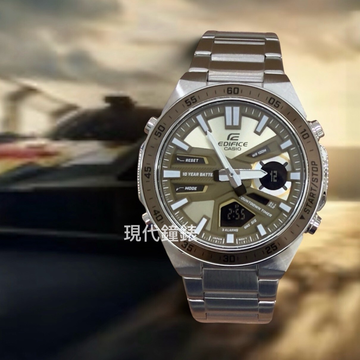 【 EDIFICE】 運動風雙顯腕錶 EFV-C110D-5A 46.9mm 現代鐘錶